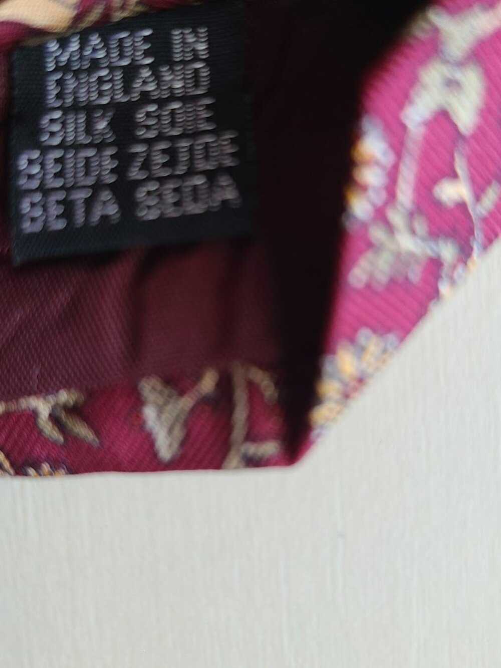 Burberrys Prorsum Silk Tie Floral Fox Woodland Animal Burgundy Vintage Luxury - Picture 4 of 8